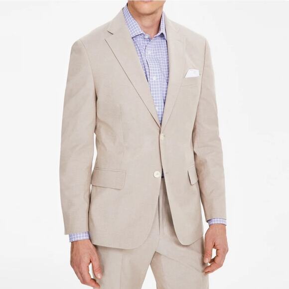 Tommy Hilfiger Men's Tan Cotton TH Flex Stretch Modern-Fit Suit Jacket Size 36R - Picture 1 of 5